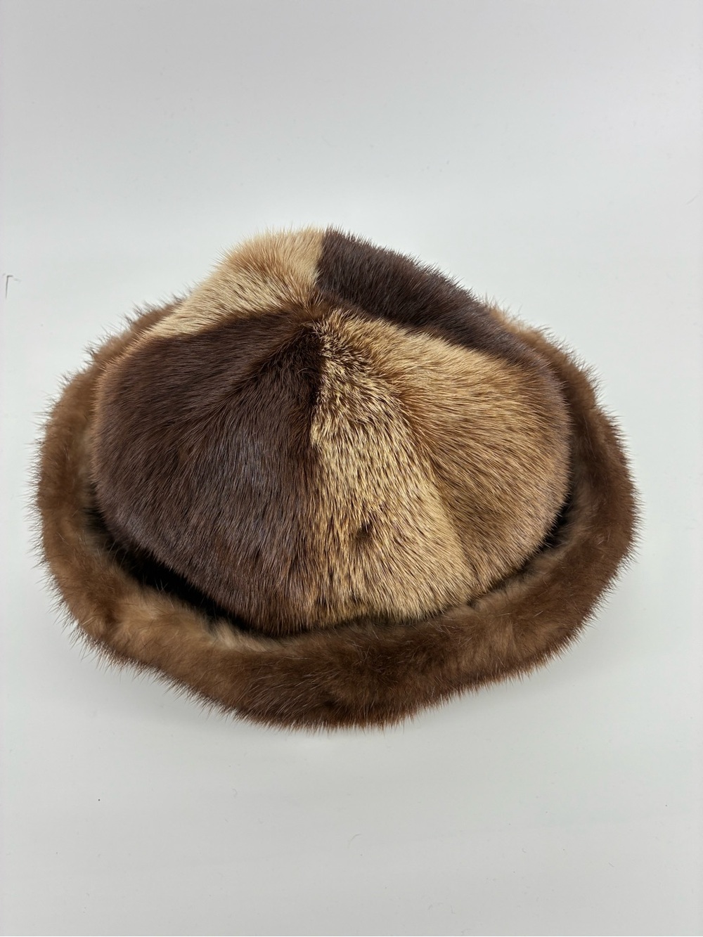 Vintage Two-Tone Brown Mink Fur Bucket Hat 60s/70s Made in Canada